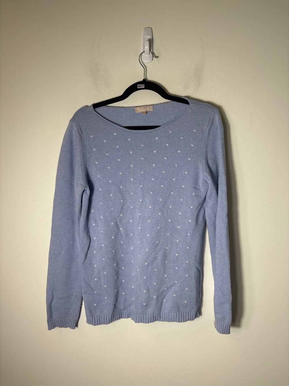 Benedetta B. Baby Blue with White Dot Sweater Sz L